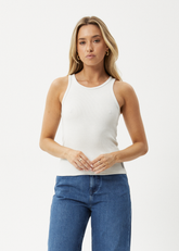AFENDS Womens Lydia - Rib Singlet - White