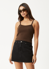 AFENDS Womens Taylor - Rib Singlet - Coffee