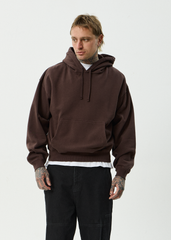 AFENDS Mens Genesis - Boxy Pull On Hood - Washed Coffee