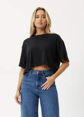AFENDS Womens Slay Cropped - Oversized Tee - Black