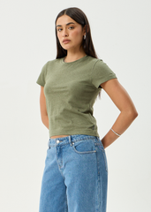 AFENDS Womens Carmen - Baby Tee - Deep Olive