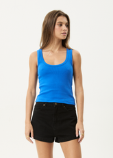 AFENDS Womens Layden - Rib Singlet - Marina