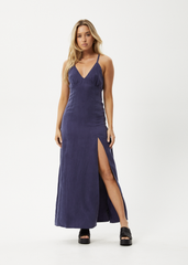AFENDS Womens Grace - Cupro Maxi Dress - Navy