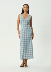 AFENDS Womens Tully - Seersucker Maxi Dress - Position Lake Check