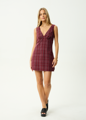 AFENDS Womens Eboni - Check Mini Dress - Port