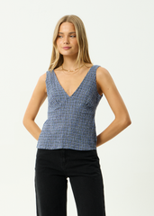 AFENDS Womens Giselle - Seersucker Top - Marlin