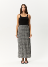 AFENDS Womens Lita - Seersucker Maxi Skirt - Asta Steel Check