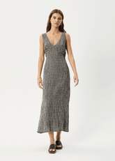 AFENDS Womens Tully - Seersucker Maxi Dress - Asta Steel Check