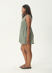 AFENDS Womens Jesse - Seersucker Mini Dress - Deep Green Check