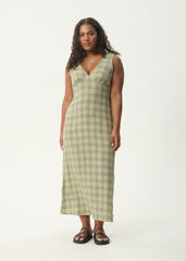 AFENDS Womens Tully - Seersucker Maxi Dress - Position Green Check