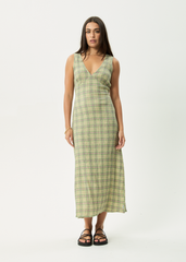 AFENDS Womens Tully - Seersucker Maxi Dress - Position Green Check
