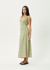AFENDS Womens Tully - Seersucker Maxi Dress - Position Green Check
