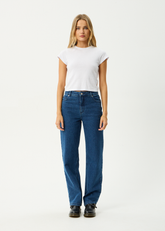 AFENDS Womens Leila - Straight Leg Jean - Authentic Blue