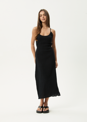 AFENDS Womens Rumi - Seersucker Midi Dress - Black