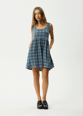AFENDS Womens Jesse - Seersucker Mini Dress - Navy Check