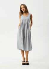 AFENDS Womens Intergalactic - Midi Dress - Navy Stripe
