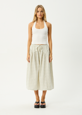 AFENDS Womens Legacy - Seersucker Check Midi Skirt - Boa Check