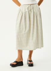 AFENDS Womens Legacy - Seersucker Check Midi Skirt - Boa Check