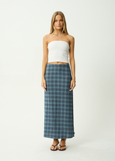 AFENDS Womens Lita - Seersucker Maxi Skirt - Position Navy Check