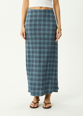 AFENDS Womens Lita - Seersucker Maxi Skirt - Position Navy Check