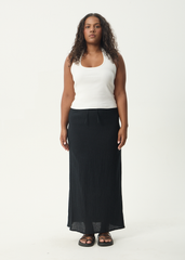 AFENDS Womens Frida - Seersucker Maxi Skirt - Black