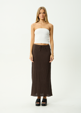 AFENDS Womens Frida - Seersucker Maxi Skirt - Coffee