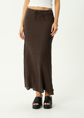 AFENDS Womens Frida - Seersucker Maxi Skirt - Coffee