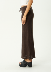 AFENDS Womens Frida - Seersucker Maxi Skirt - Coffee