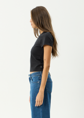 AFENDS Womens Good Nature - Baby Tee - Stone Black