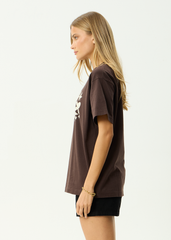AFENDS Womens Garden Variety - Oversized Tee - Coffee