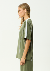 AFENDS Womens Dirts - Oversized Tee - Deep Olive