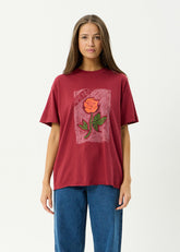 AFENDS Womens Single N Thorny - Oversized Tee - Burgundy