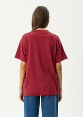 AFENDS Womens Single N Thorny - Oversized Tee - Burgundy