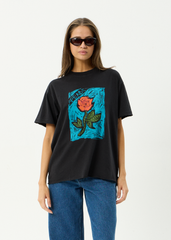 AFENDS Womens Single N Thorny - Oversized Tee - Stone Black