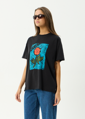 AFENDS Womens Single N Thorny - Oversized Tee - Stone Black