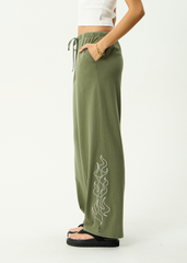 AFENDS Womens Dirts - Jersey Pant - Deep Olive