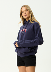 AFENDS Mens Home - Pull On Hood - Washed Deep Sea