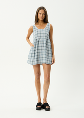 AFENDS Womens Jesse - Seersucker Mini Dress - Overcast Check