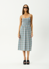 AFENDS Womens Amelie Check - Seersucker Midi Dress - Multi