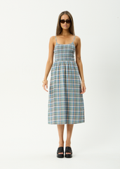 AFENDS Womens Amelie Check - Seersucker Midi Dress - Multi