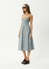 AFENDS Womens Amelie Check - Seersucker Midi Dress - Multi