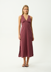 AFENDS Womens Ledger - Maxi Dress - Burgundy Stripe