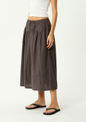 AFENDS Womens Marlow - Midi Skirt - Chocolate Check