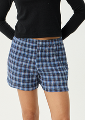 AFENDS Womens Mountains - Seersucker Short - Navy Red Check
