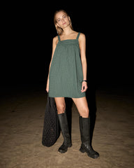 AFENDS Womens Inka - Seersucker Mini Dress - Reverb Pine Check