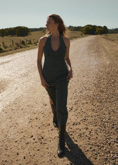 AFENDS Womens Alexa - Seersucker Maxi Dress - Reverb Pine Check