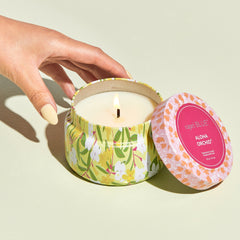 Aloha Orchid Pattern Play Printed Travel Tin Candle