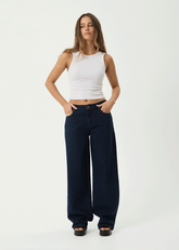 AFENDS Womens Alyra - Low Rise Wide Leg Jean - Ink