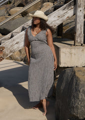 AFENDS Womens Tully - Seersucker Maxi Dress - Asta Steel Check