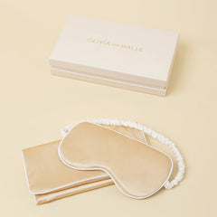 Audrey Caramel Eye Mask in Silk Satin